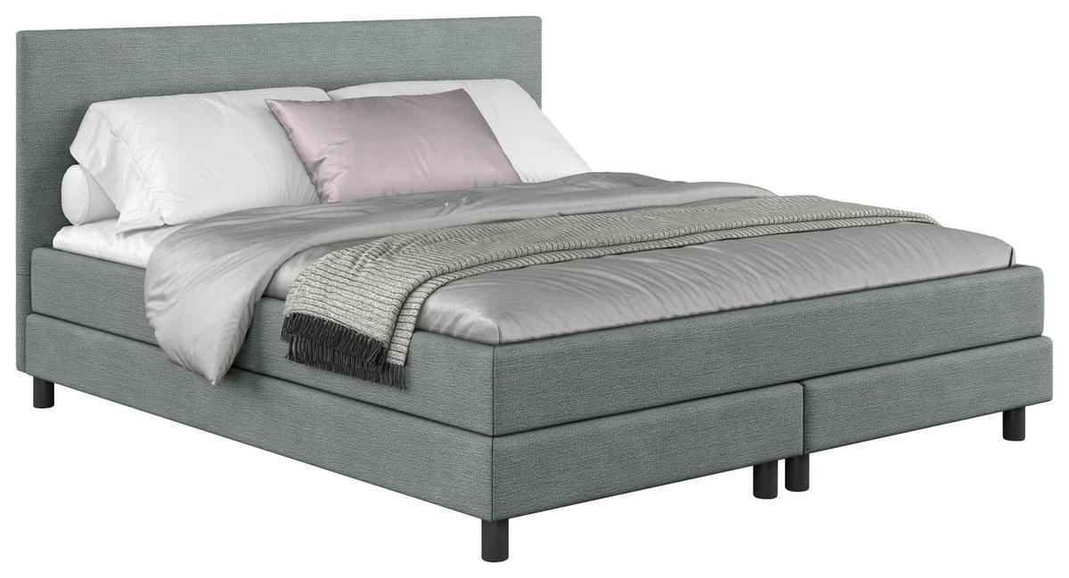BOXBETT 180/200 cm  in Hellgrün  - Schwarz/Hellgrün, Modern, Holzwerkstoff/Textil (180/200cm) - MID.YOU