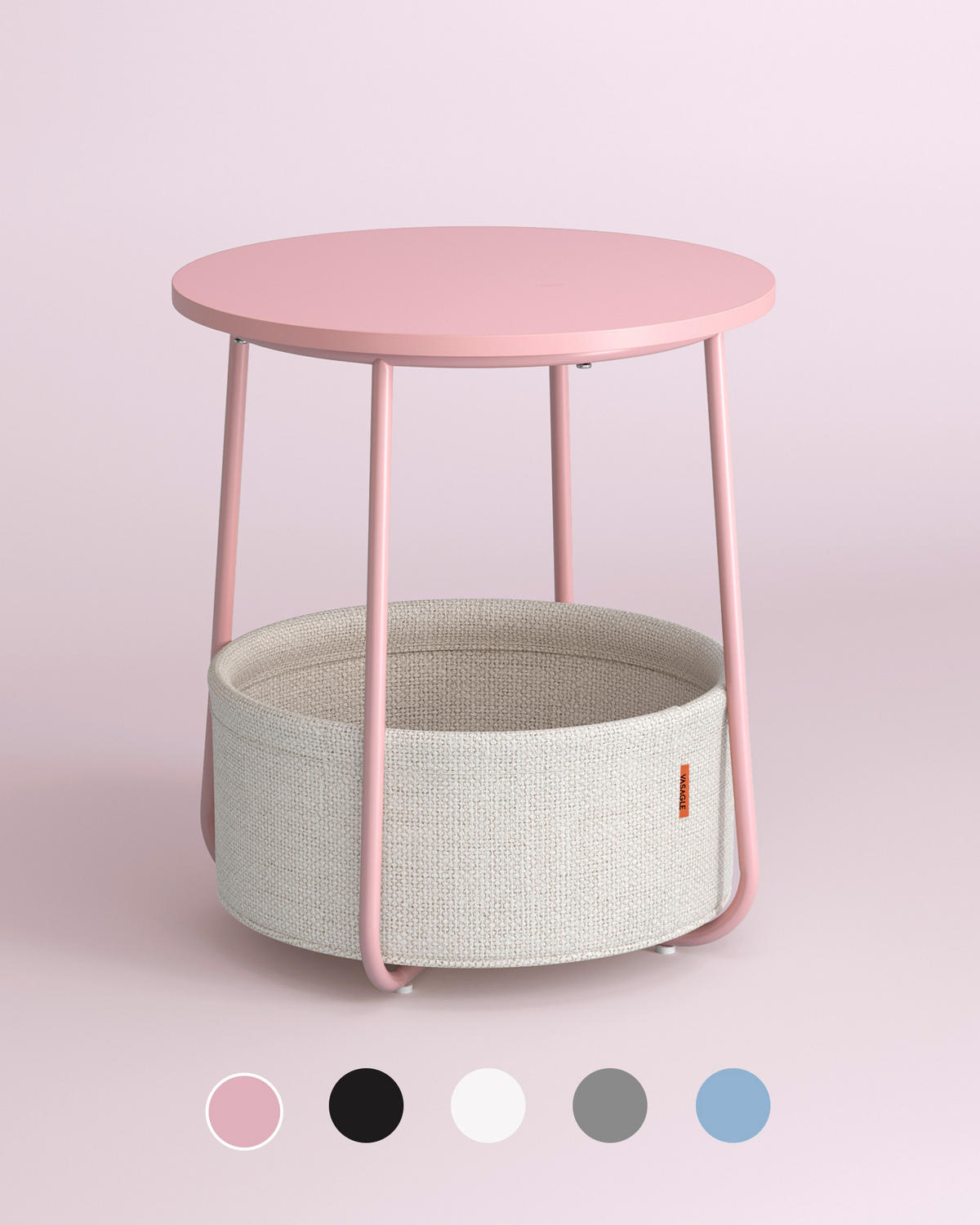 BEISTELLTISCH 45/45/51 cm Recyclingholz Rosa, Weiß rund  - Rosa/Weiß, Design, Holz/Textil (45/45/51cm) - Boxxx