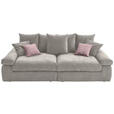 BIGSOFA Feincord Grau, Rosa  - Schwarz/Rosa, Design, Kunststoff/Textil (260/90/140cm) - Carryhome