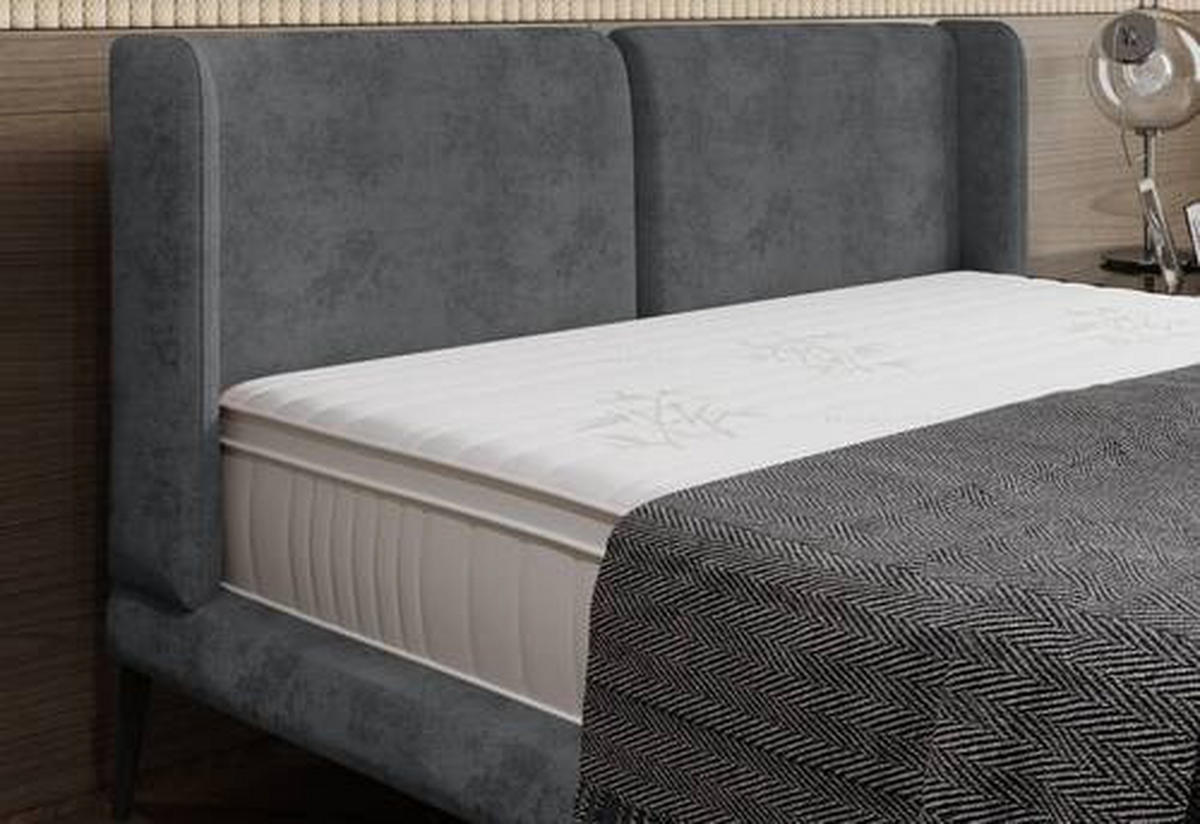 POLSTERBETT 180/200 cm  in Blau, Grau  - Blau/Schwarz, Modern, Textil/Metall (180/200cm) - Livetastic