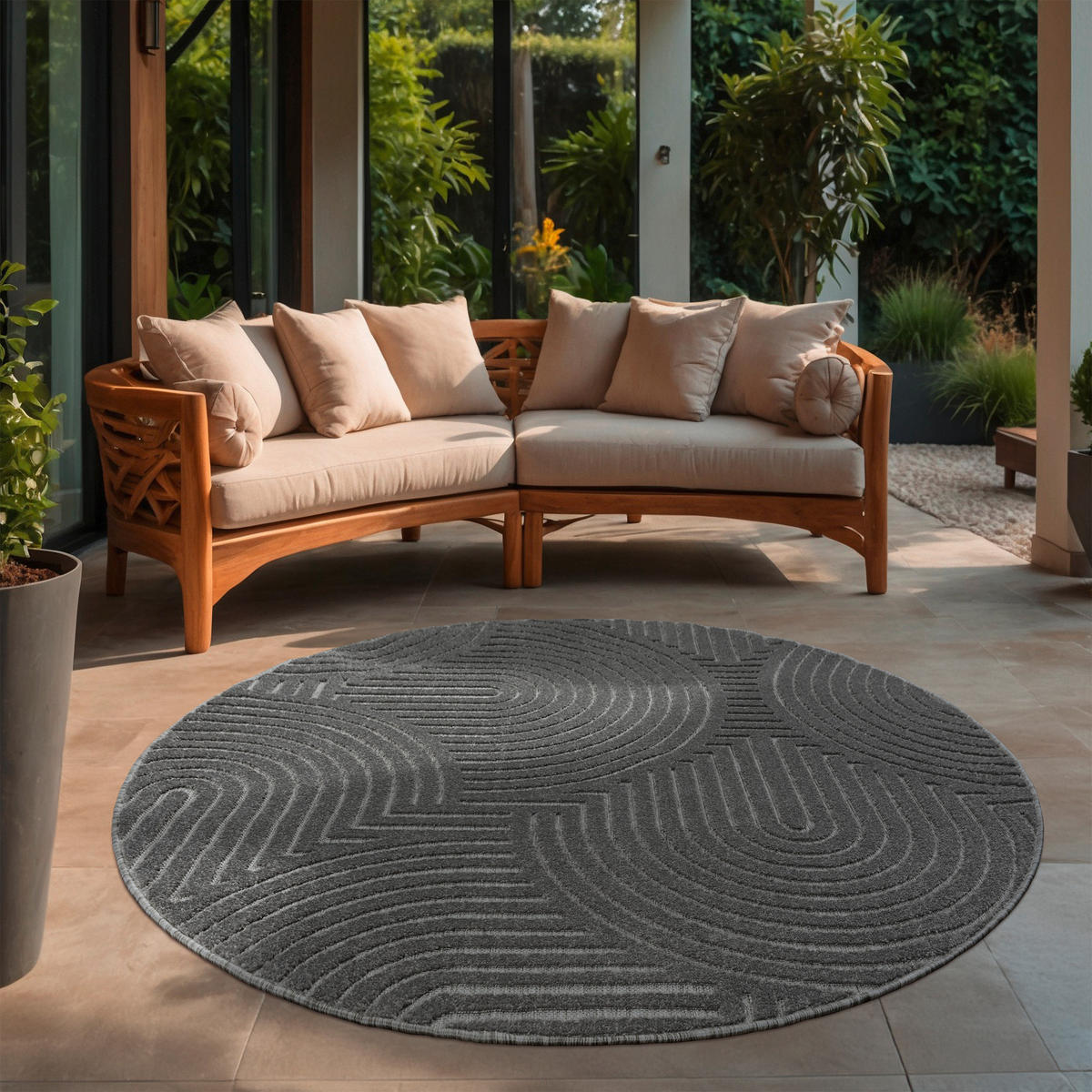 OUTDOORTEPPICH 150 cm Berlin Grau  - Grau, Basics, Kunststoff/Textil (150cm) - Novel