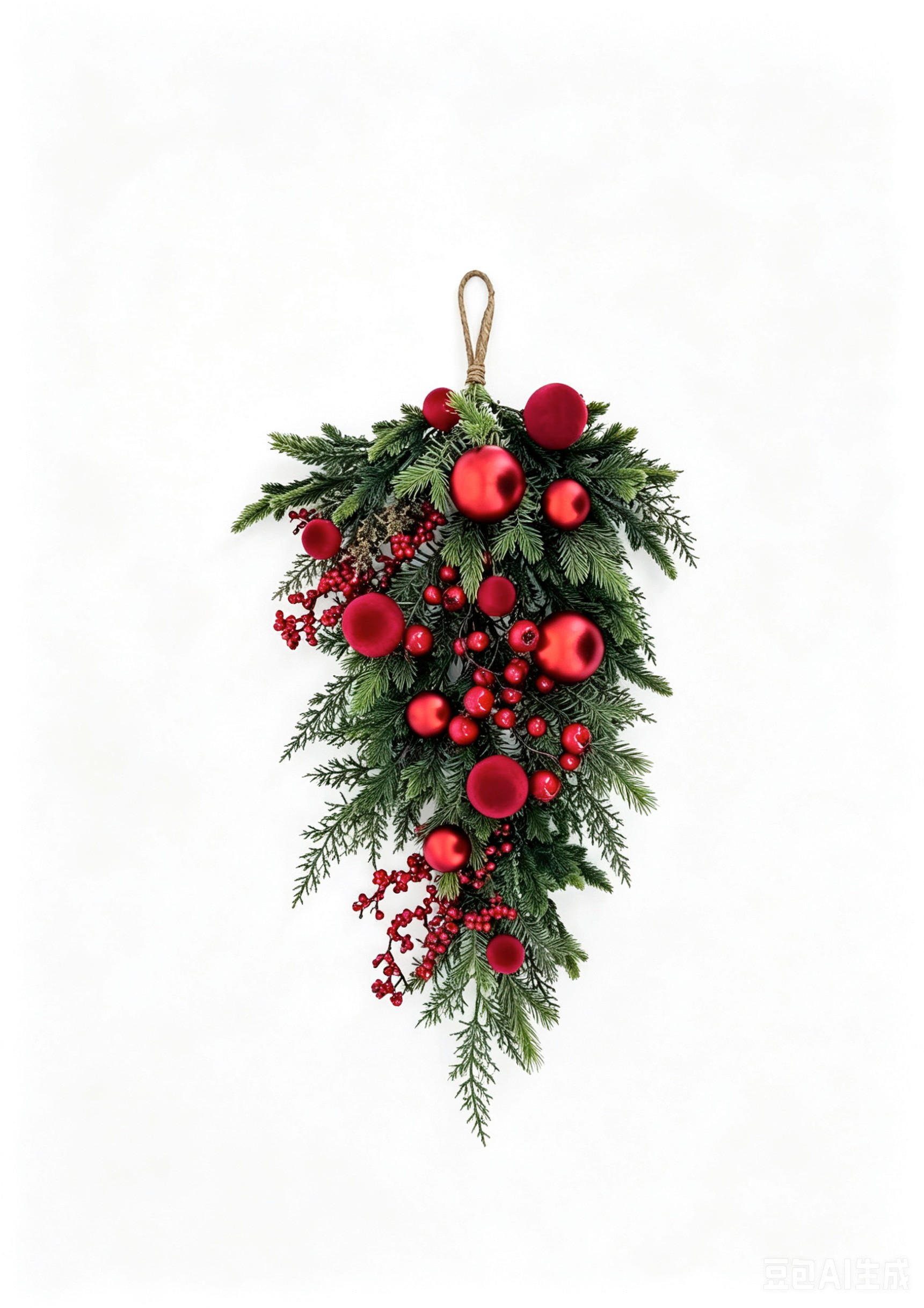 X-Mas Dekozweig Rot, Waldgrün 74 cm