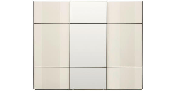 SCHWEBETÜRENSCHRANK 271/223/68 cm 3-türig Champagner - Champagner/Schwarz, KONVENTIONELL, Glas/Holzwerkstoff (271/223/68cm) - Novel