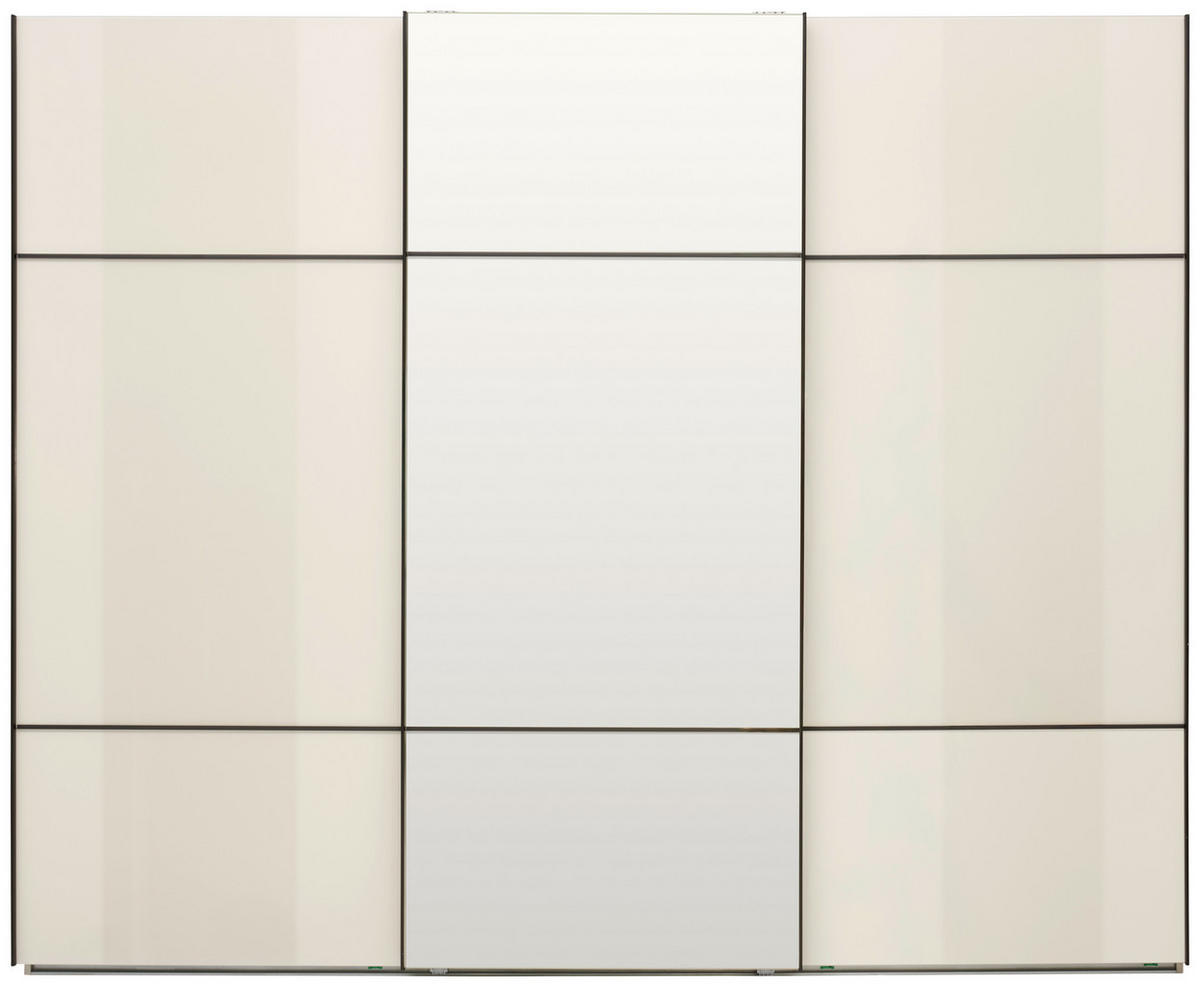 SCHWEBETÜRENSCHRANK in Champagner  - Champagner/Schwarz, Konventionell, Glas/Holzwerkstoff (301/223/68cm) - Novel