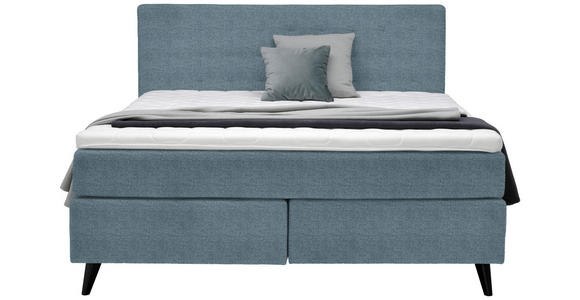 BOXSPRINGBETT 180/200 cm  in Blau  - Blau/Schwarz, KONVENTIONELL, Holz/Textil (180/200cm) - Voleo