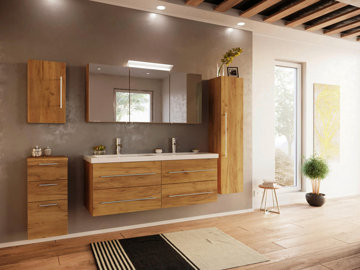 SPIEGELSCHRANK 140/62/17 cm  - Eichefarben, MODERN, Glas/Holzwerkstoff (140/62/17cm) - MID.YOU