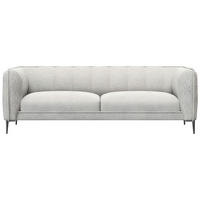 3-SITZER-SOFA Chenille, Webstoff, Flachgewebe Hellgrau  - Hellgrau/Schwarz, Design, Holz/Textil (209/75/91cm) - Livetastic