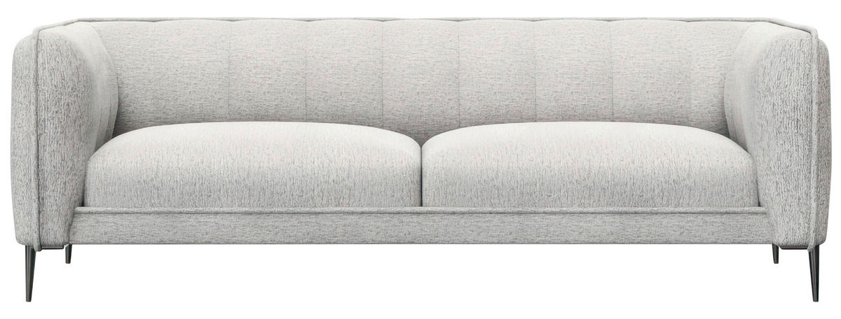 3-SITZER-SOFA Chenille, Webstoff, Flachgewebe Hellgrau  - Hellgrau/Schwarz, Design, Holz/Textil (209/75/91cm) - Livetastic