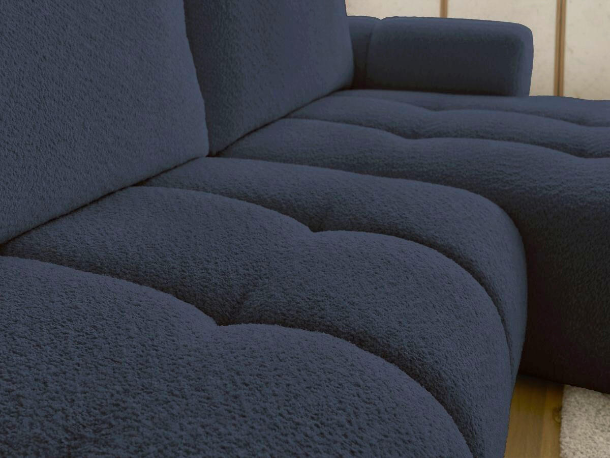 ECKSCHLAFSOFA FUJI Bouclé Dunkelblau  inkl.  - Schwarz/Dunkelblau, MODERN, Kunststoff/Textil (292/160cm)