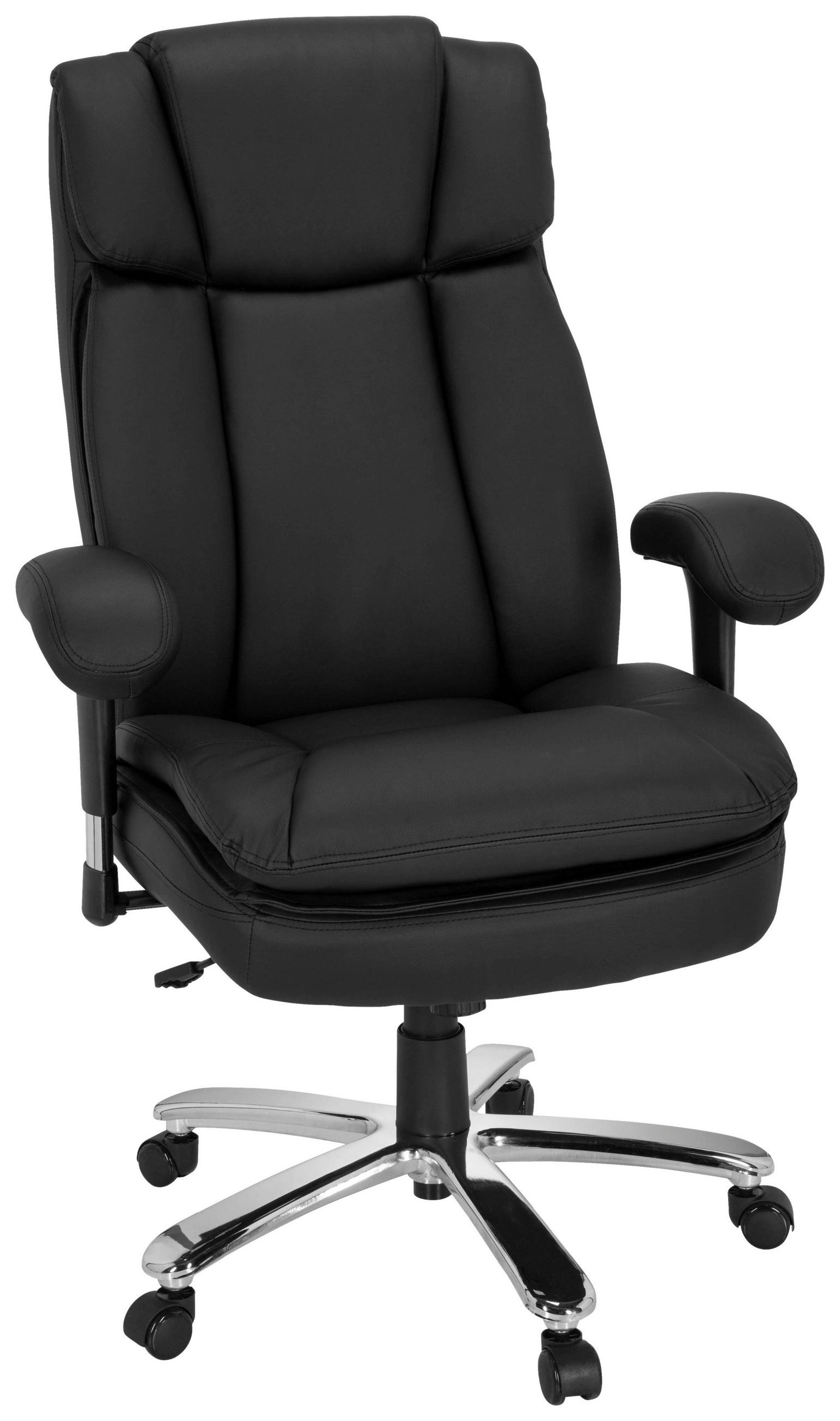 CHEFSESSEL  in Lederlook Schwarz  - Silberfarben/Schwarz, MODERN, Kunststoff/Textil (77/123/84cm) - MID.YOU