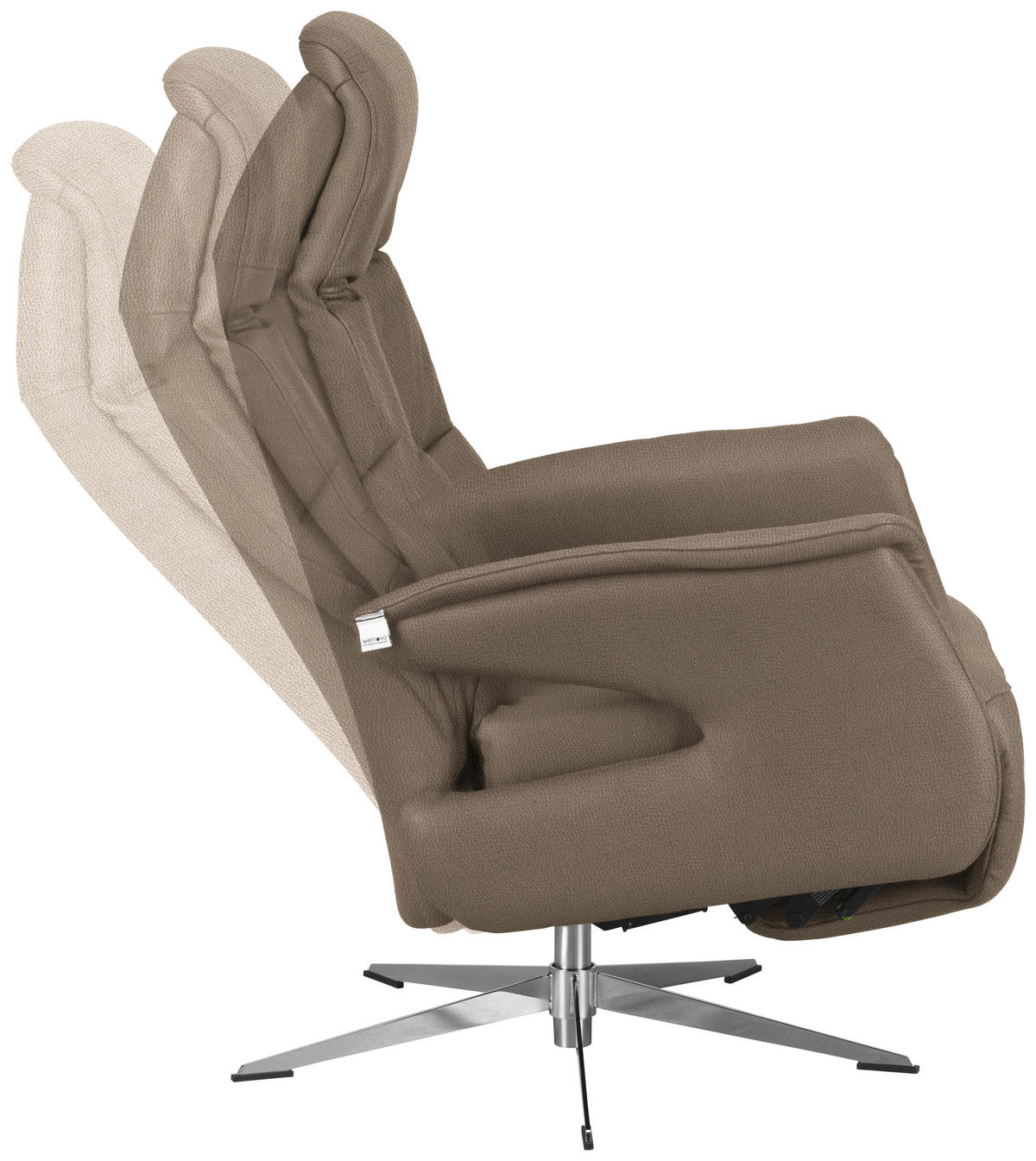 RELAXSESSEL in Leder Beige  - Chromfarben/Beige, Design, Leder/Metall (74/108/86cm) - Welnova