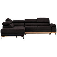 ECKSOFA  in Lederlook Anthrazit Bettkasten, Schlaffunktion, Kopfteilverstellung  226/282 cm  - Anthrazit/Schwarz, Natur, Holz/Textil (226/282cm) - Novel