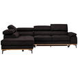 ECKSOFA  in Lederlook Anthrazit Bettkasten, Schlaffunktion, Kopfteilverstellung  226/282 cm  - Anthrazit/Schwarz, Natur, Holz/Textil (226/282cm) - Novel