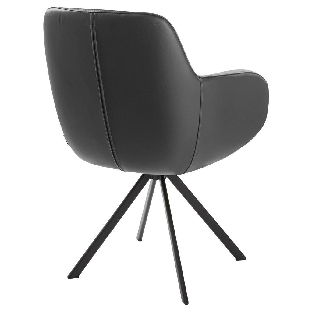 Thumbnail - Musterring Armlehnstuhl, Dunkelgrau, Leder, Echtleder, Rindleder, konisch, 62x86x66 cm, Beinauswahl, Lederauswahl, Stoff...