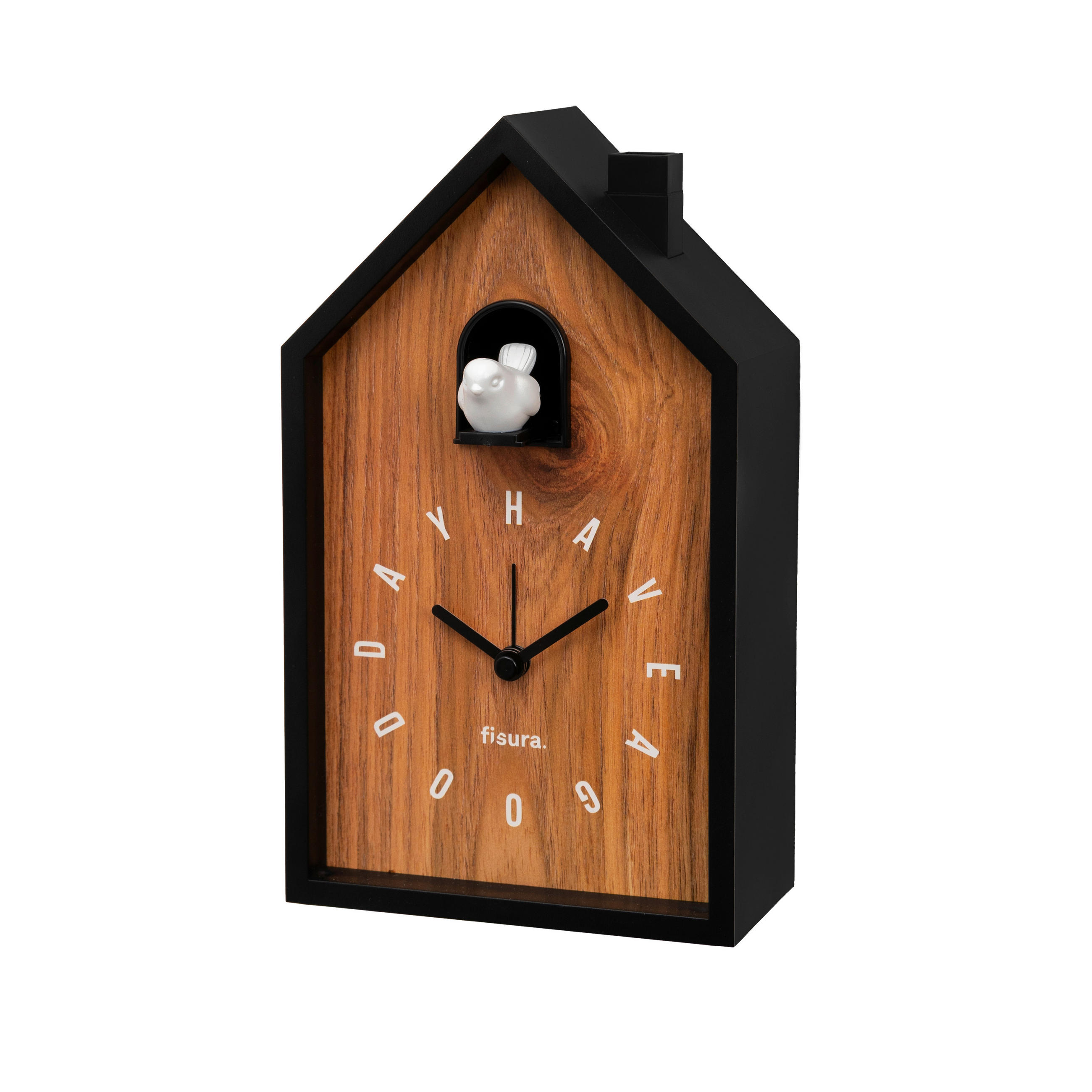 UHR Schwarz, Weiß, Hellbraun  - Hellbraun/Schwarz, Design, Kunststoff/Metall (10/5/20cm)