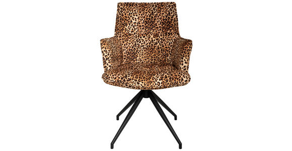 ARMLEHNSTUHL in Eisen Jacquard - Hellbraun/Schwarz, Design, Textil/Metall (59/89,5/63cm) - Novel