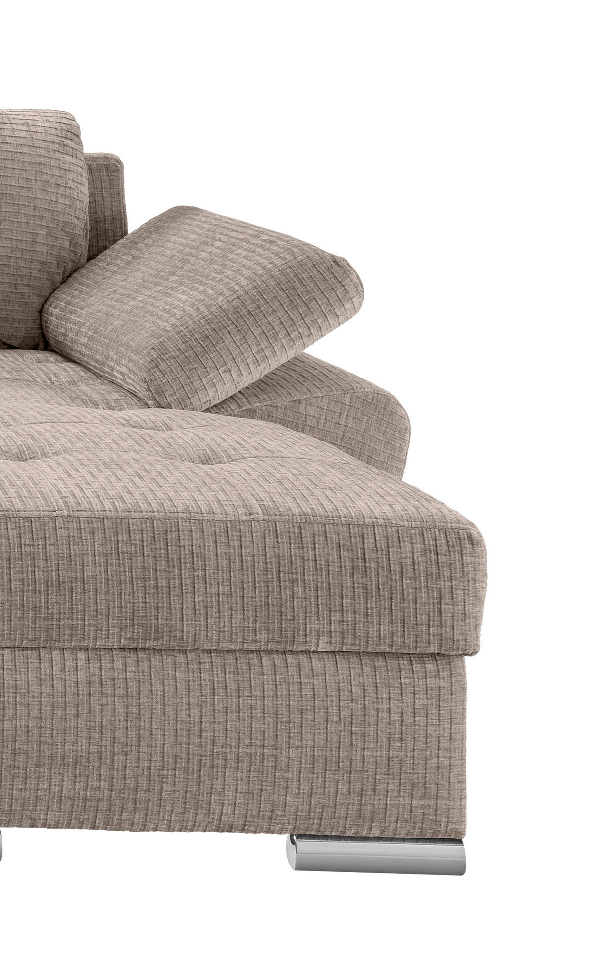 Wohnlandschaft Beige Mikrofaser  - Chromfarben/Beige, KONVENTIONELL, Textil (219/305/157cm) - Livetastic