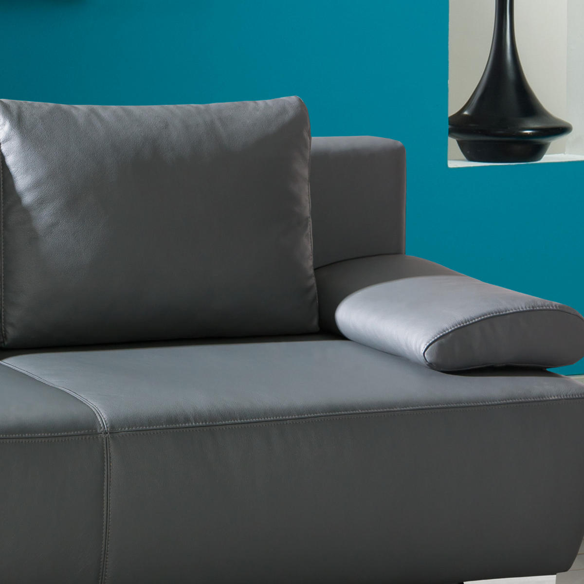 SCHLAFSOFA in Echtleder Anthrazit  - Chromfarben/Anthrazit, Konventionell, Leder/Metall (195/85/90cm) - Livetastic