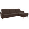 ECKSOFA in Lederlook (vegan) Dunkelbraun  - Dunkelbraun/Nickelfarben, Modern, Textil/Metall (233/179cm) - Livetastic
