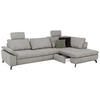 ECKSOFA inkl. Funktionen Sense Grau Cord, Velours  - Schwarz/Grau, Design, Textil/Metall (291/197cm) - Beldomo Style