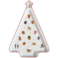 SERVÍROVACÍ PODNOS, keramika, 36/25,3/2,1 cm - bílá/červená, Konvenční, keramika (36/25,3/2,1cm) - X-Mas
