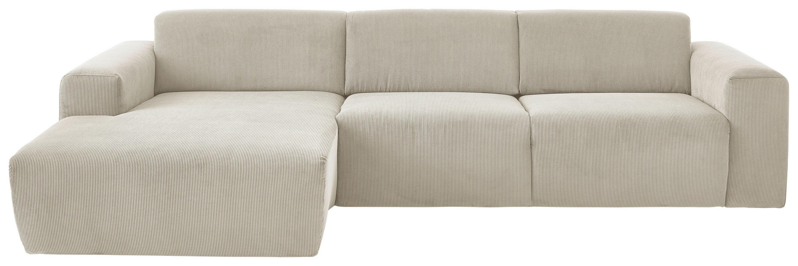 ECKSOFA Naturfarben Feincord  - Schwarz/Naturfarben, Design, Kunststoff/Textil (174/302cm) - Beldomo Style