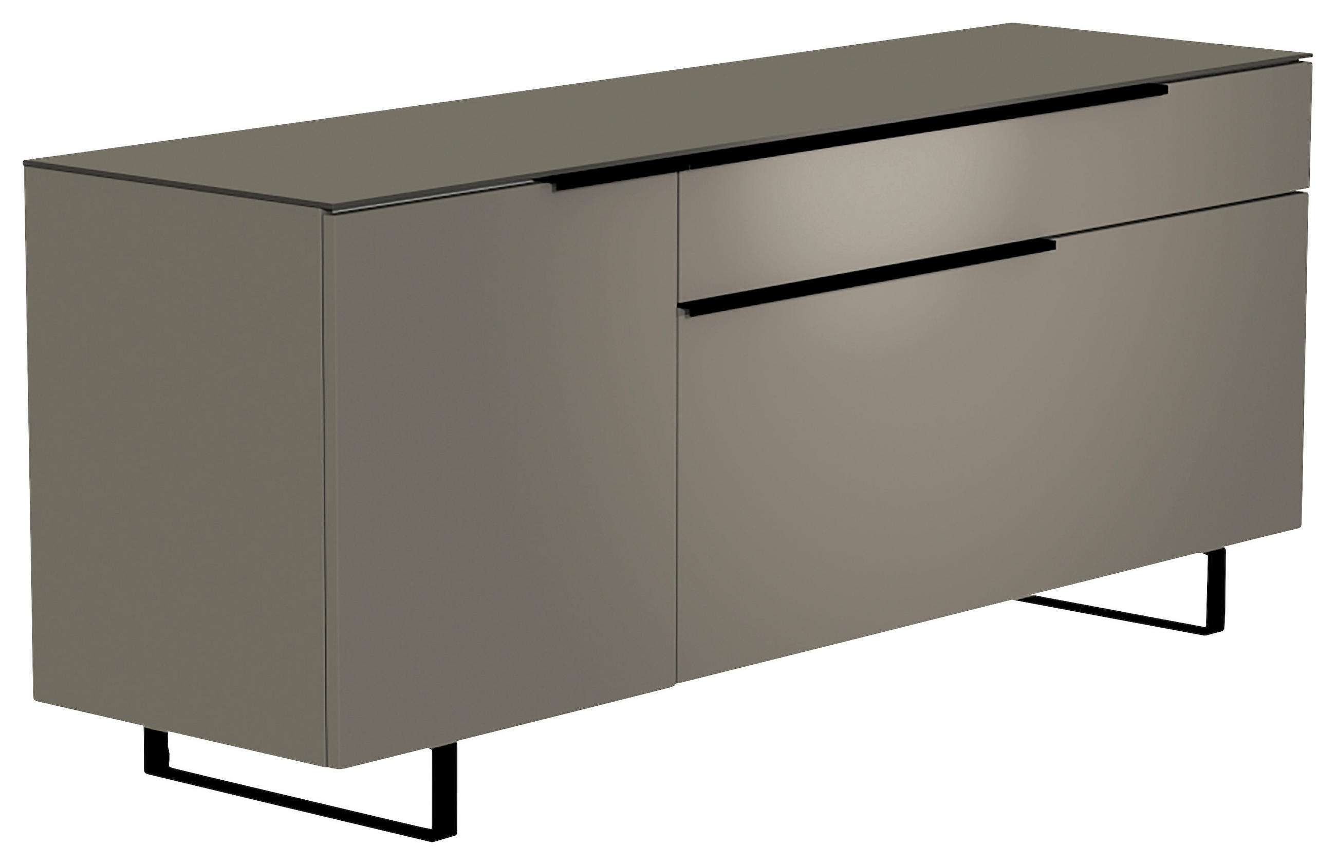 LOWBOARD  in 160/66/45 cm  - Schwarz/Grau, Design, Glas/Holzwerkstoff (160/66/45cm) - Moderano