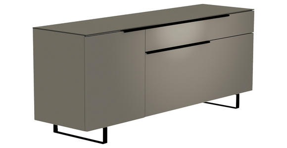 LOWBOARD  in 160/66/45 cm  - Schwarz/Grau, Design, Glas/Holzwerkstoff (160/66/45cm) - Moderano