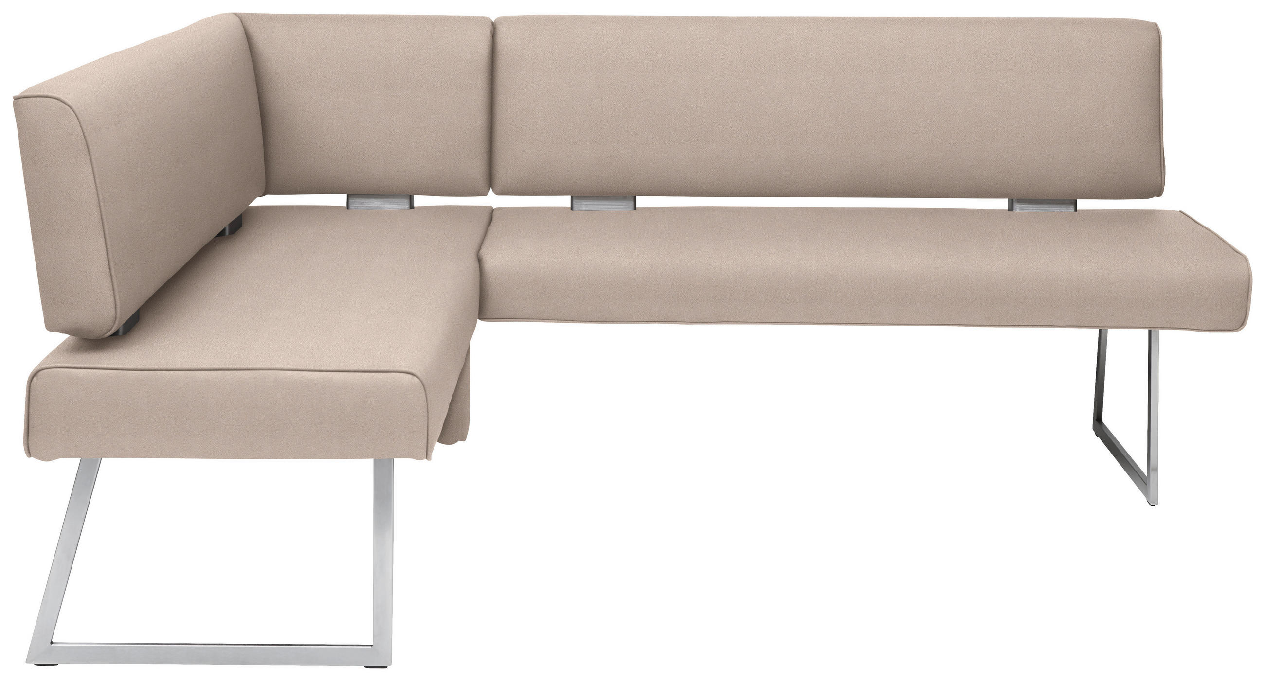 ECKBANK in Metall, Textil Edelstahlfarben, Greige  - Edelstahlfarben/Greige, Design, Textil/Metall (137/219cm) - Dieter Knoll