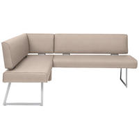 ECKBANK in Metall, Textil Edelstahlfarben, Greige  - Edelstahlfarben/Greige, Design, Textil/Metall (137/219cm) - Dieter Knoll