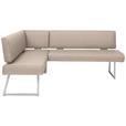 ECKBANK 137/231 cm  in Edelstahlfarben, Greige  - Edelstahlfarben/Greige, Design, Textil/Metall (137/231cm) - Dieter Knoll