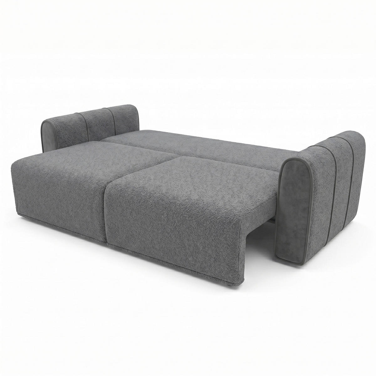 SCHLAFSOFA KIARA Bouclé Dunkelgrau  inkl.  - Dunkelgrau/Schwarz, Design, Kunststoff/Textil (235/100/100cm) - MID.YOU