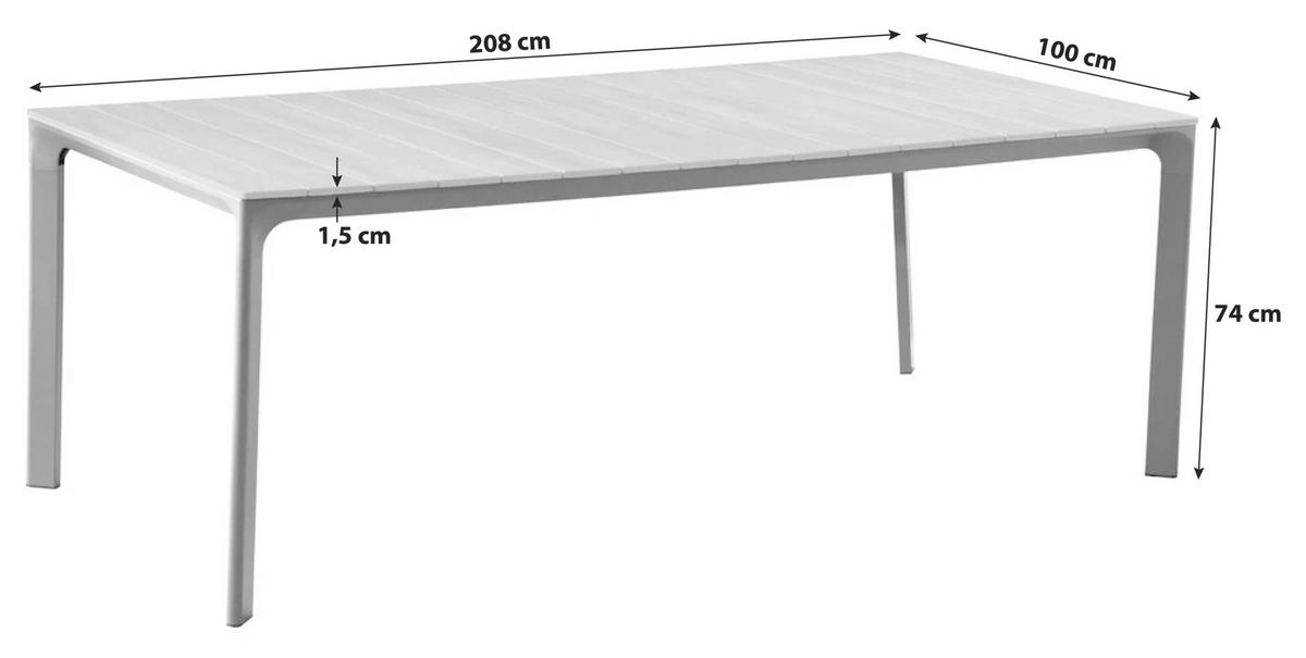 GARTENTISCH Metall, Kunststoff Anthrazit, Braun rechteckig  - Anthrazit/Braun, Basics, Kunststoff/Metall (208/100/74cm) - Gardenson