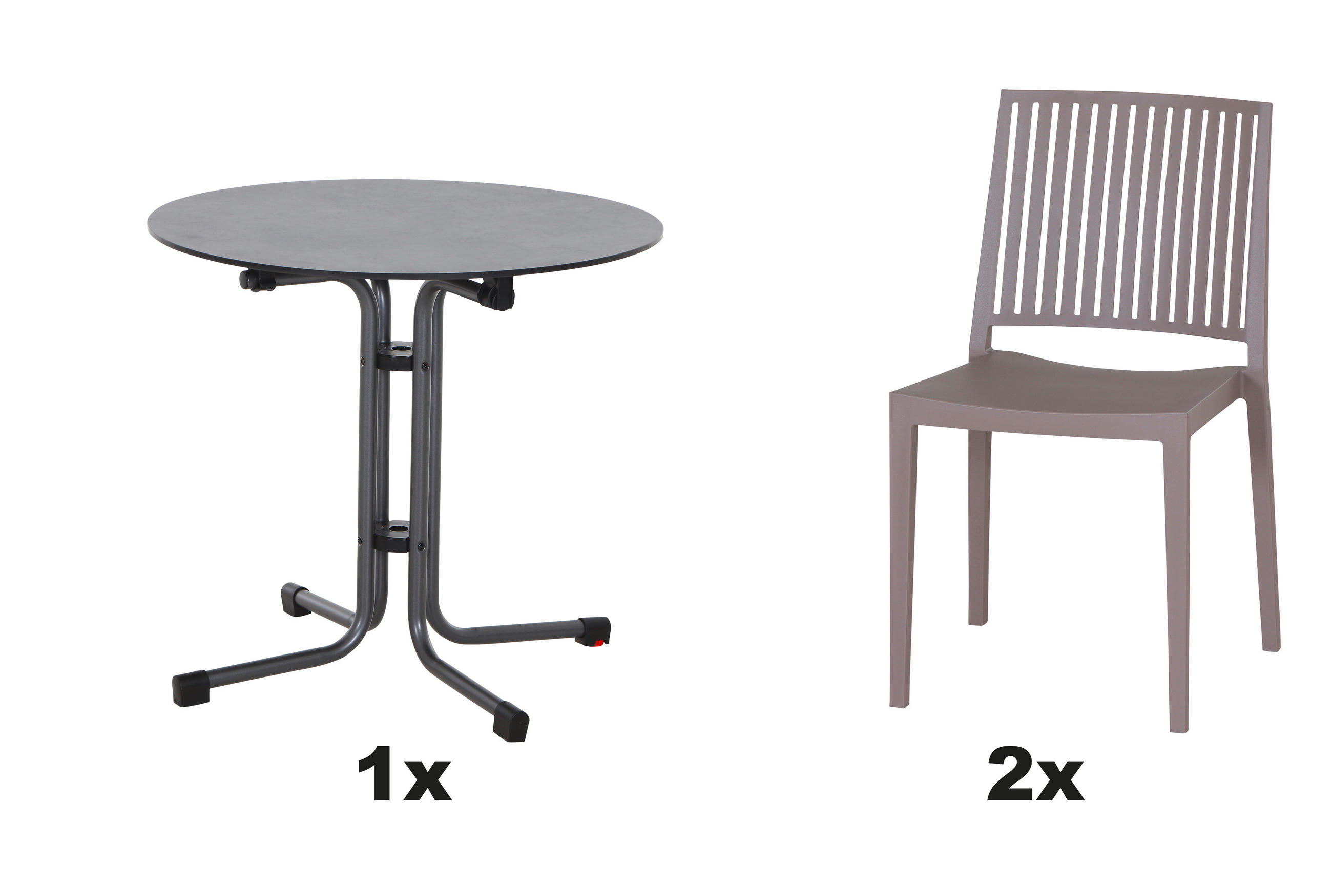 GARTENGARNITUR 3-teilig Stahl  - Taupe/Anthrazit, Basics, Kunststoff/Metall (80/80/80cm) - Siena Garden