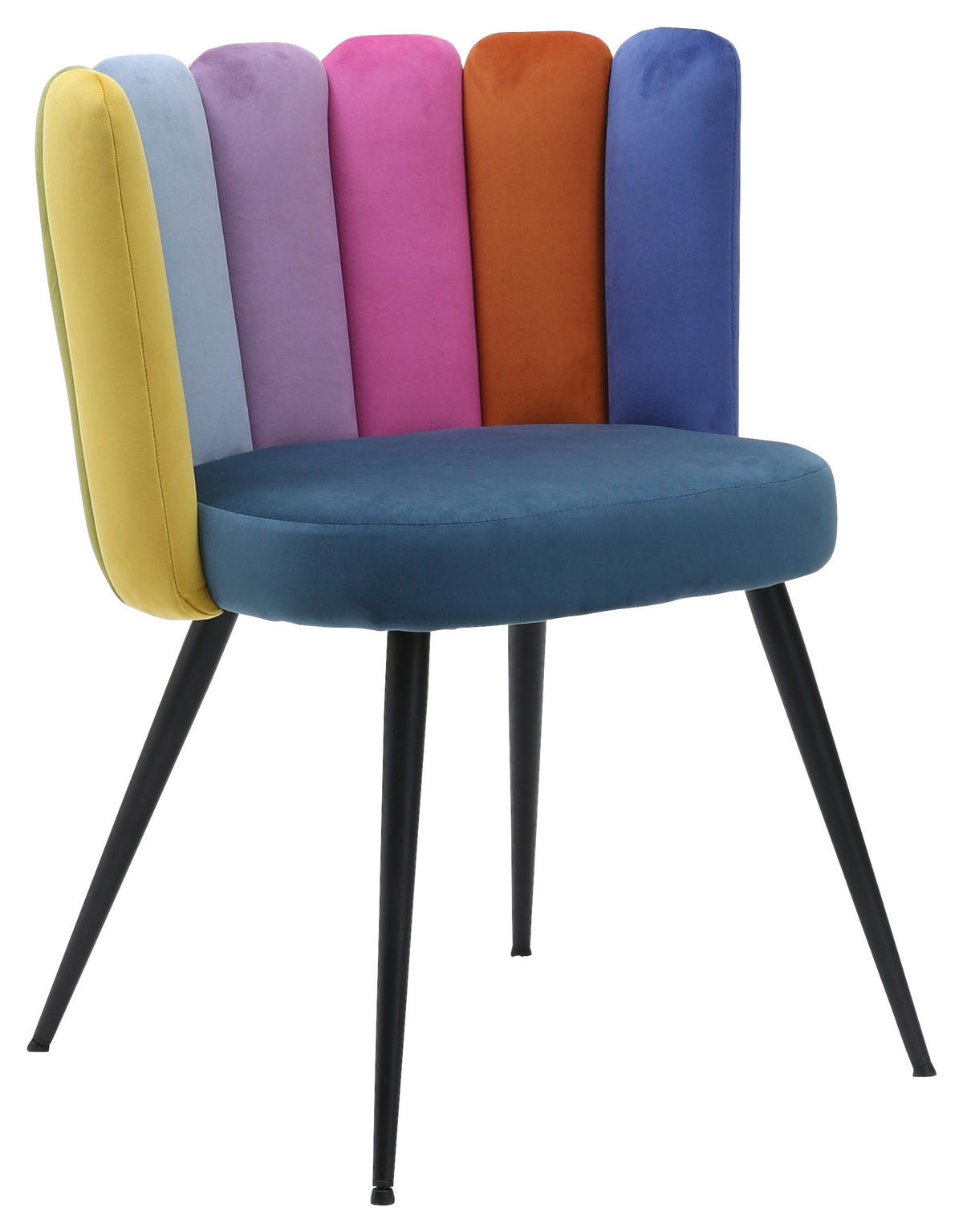 STUHL Samt Multicolor  - Multicolor/Schwarz, Design, Textil/Metall (58,5/79/55,5cm) - home24