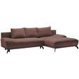 ECKSOFA Braun Chenille  - Schwarz/Braun, MODERN, Textil/Metall (290/182cm) - Hom`in