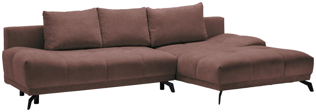 ECKSOFA in Chenille Braun  - Schwarz/Braun, Modern, Textil/Metall (290/182cm) - Hom`in