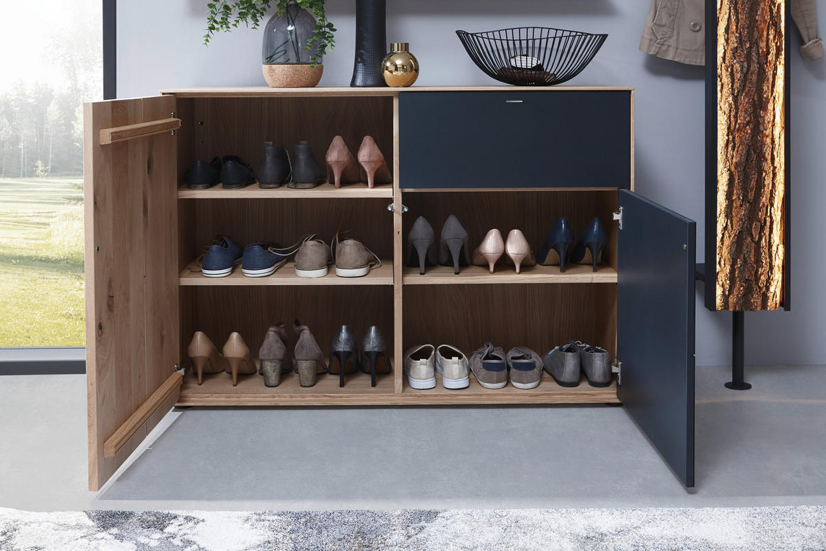 SCHUHSCHRANK  in 117,5/81/39 cm  - Eichefarben/Anthrazit, Natur, Holz/Kunststoff (117,5/81/39cm) - Valnatura