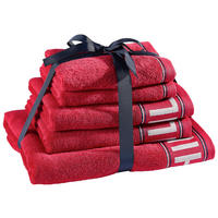FROTTIERSET Degree Rot 5-teilig  - Rot, Basics, Textil (70/130cm) - Tommy Hilfiger