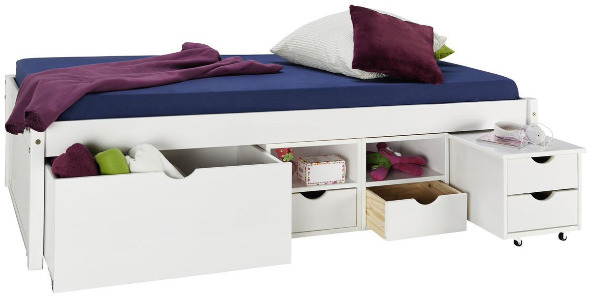 POSTEĽ, biela - biela, Modern, drevo (209/47,5/96cm) - Carryhome