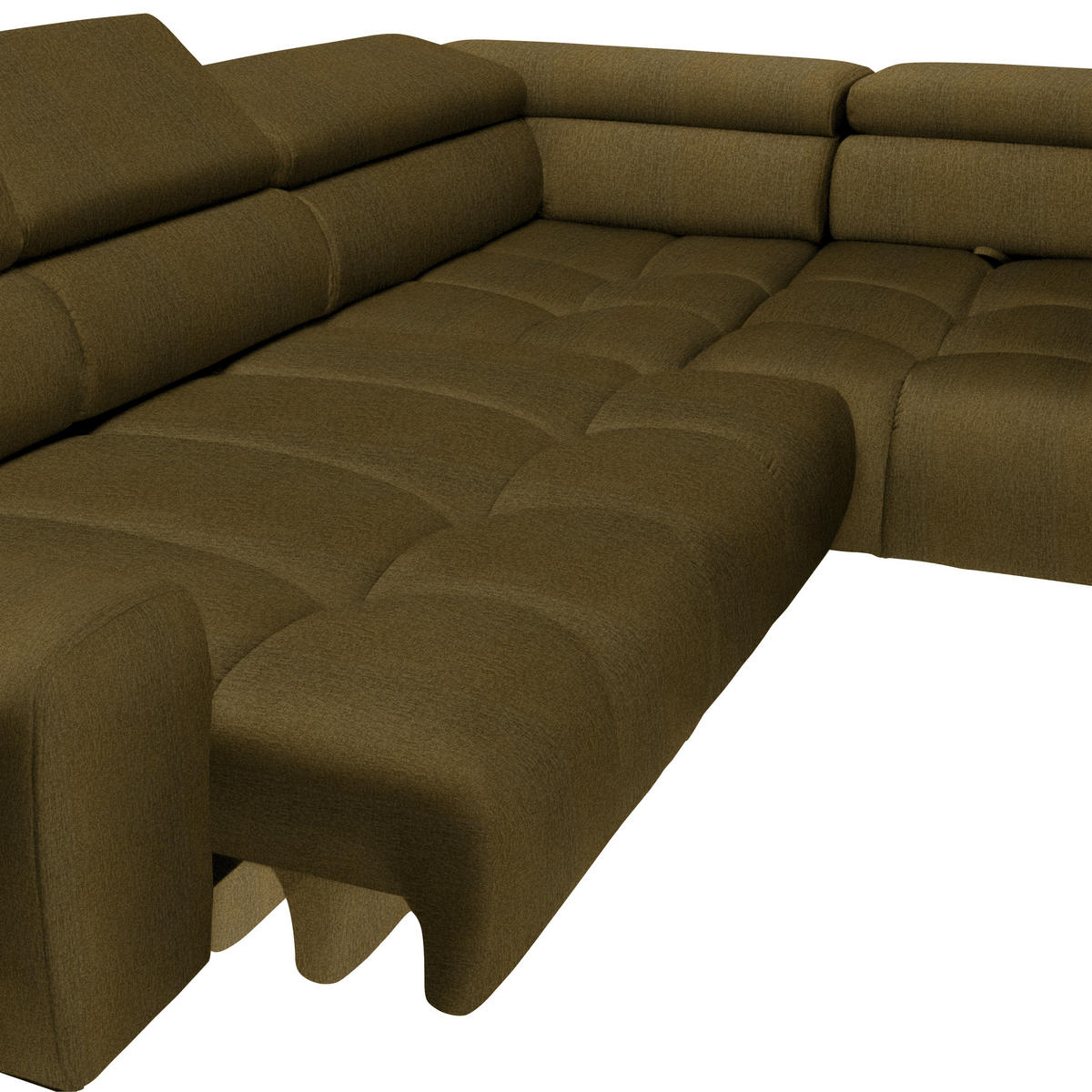 ECKSOFA in Samt, Webstoff Olivgrün  - Schwarz/Olivgrün, Design, Textil/Metall (300/216cm) - Welnova