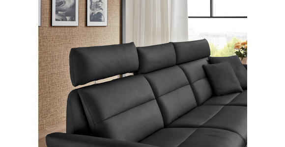 ECKSOFA in Echtleder Anthrazit  300/157 cm  - Anthrazit/Schwarz, Design, Leder/Metall (300/157cm) - Dieter Knoll
