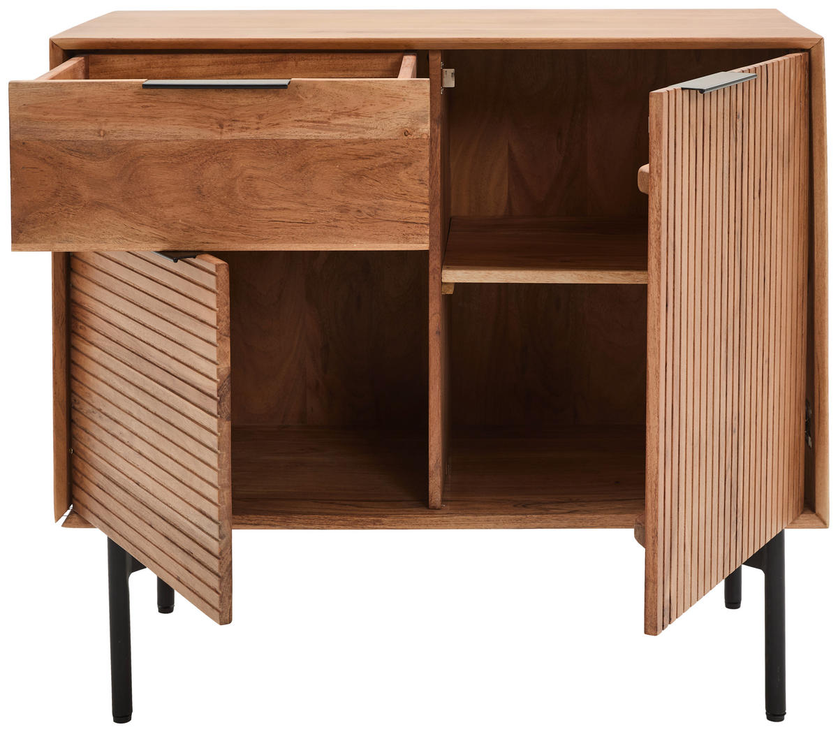 KOMMODE Doha  in 92/82/42 cm  - Schwarz/Naturfarben, KONVENTIONELL, Holz/Metall (92/82/42cm) - Livetastic