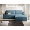 ECKSCHLAFSOFA CHALLANGE  mit Schlafen auf Sitzhöhe, Rücken echt, Armteil links, Armteil rechts Cord Blaugrau  - Blaugrau/Schwarz, MODERN, Kunststoff/Textil (246/168cm) - Trendmanufaktur