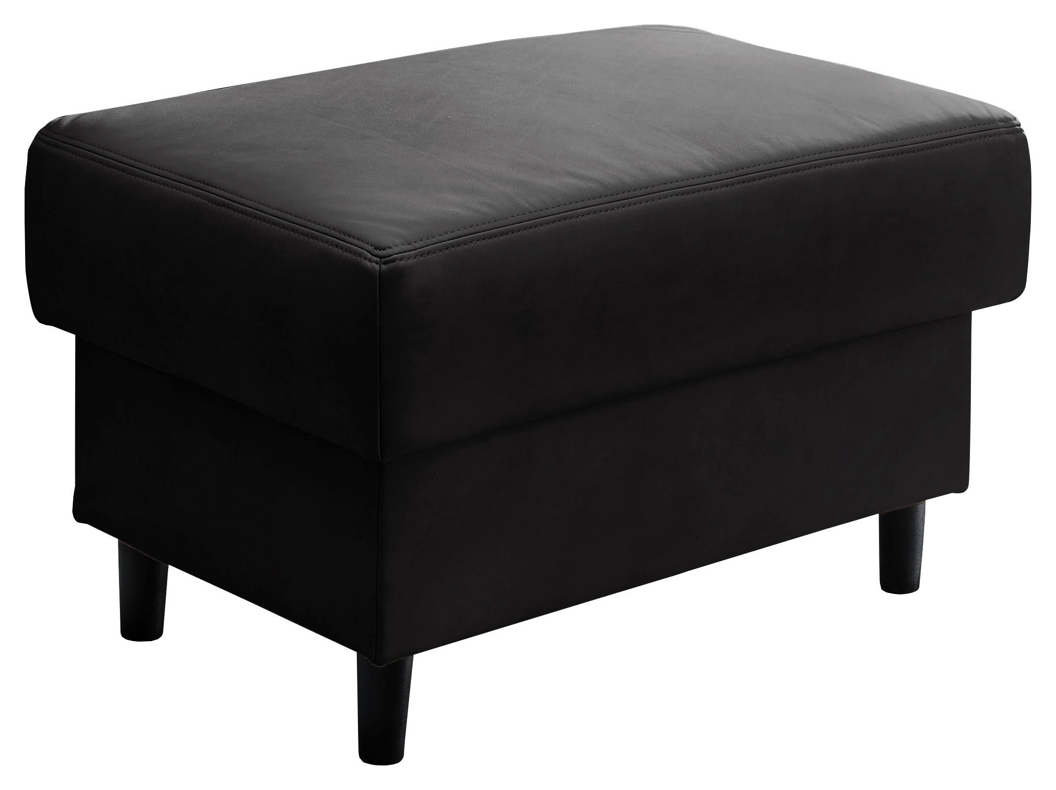 HOCKER Lederlook Schwarz  - Schwarz, MODERN, Holz/Textil (76/46/55cm) - Livetastic