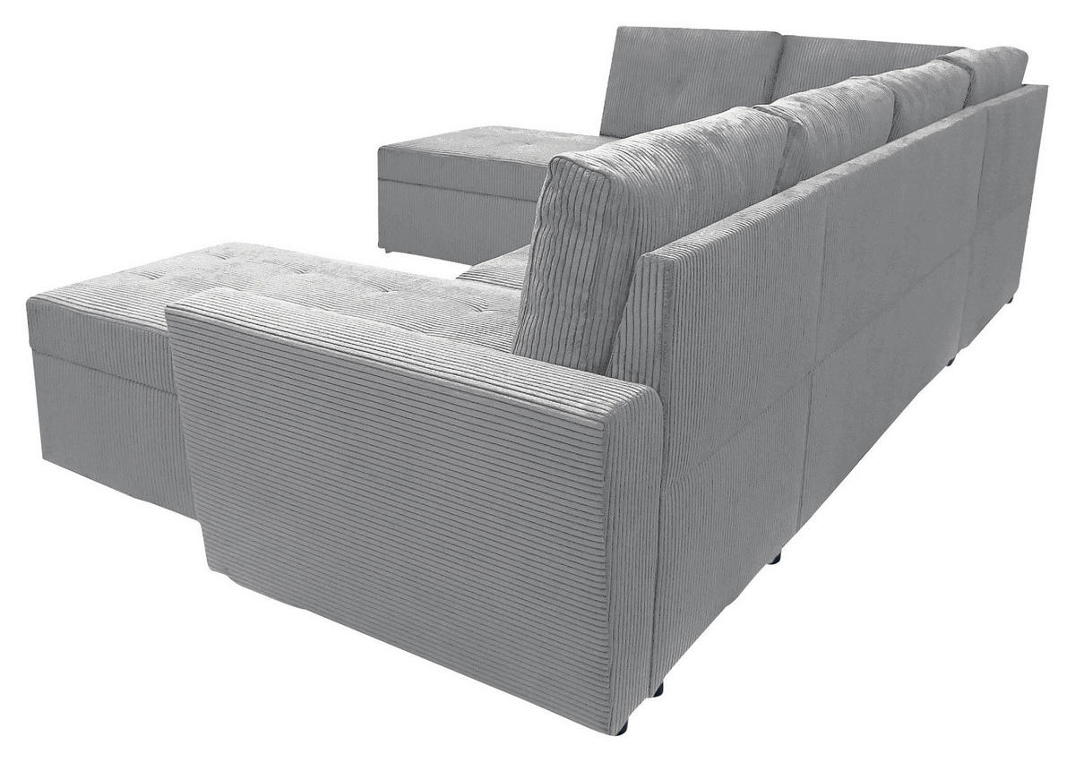 WOHNLANDSCHAFT in Cord Hellgrau  - Hellgrau/Schwarz, Design, Kunststoff/Textil (212/297/155cm) - MID.YOU
