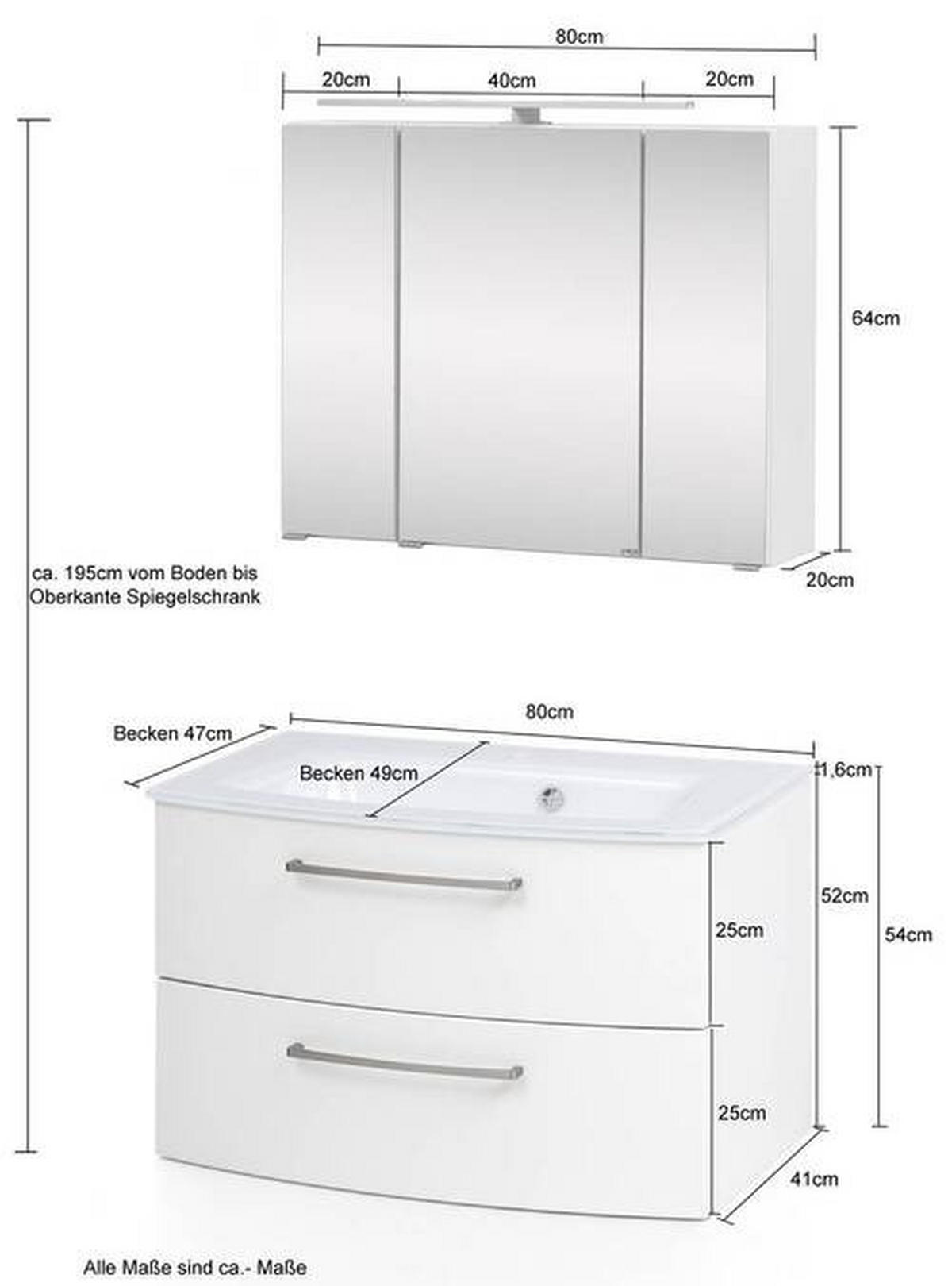 BADRUM 80 cm  - vit/grå, Klassisk, trämaterial/glas (80cm) - Held