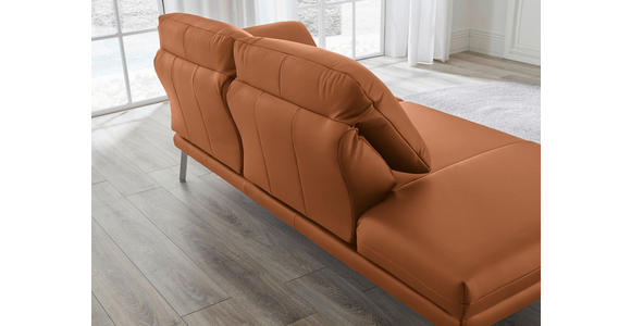 RÉCAMIERE in Echtleder Cognac - Chromfarben/Cognac, Design, Leder/Metall (209/85-109/95-16cm) - Dieter Knoll