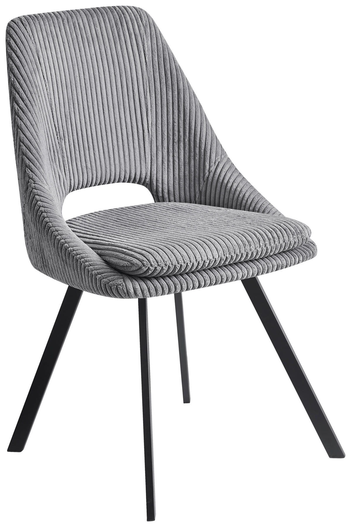 STUHL Cord Grau  - Schwarz/Grau, Design, Textil/Metall (48/85/56cm) - Carryhome