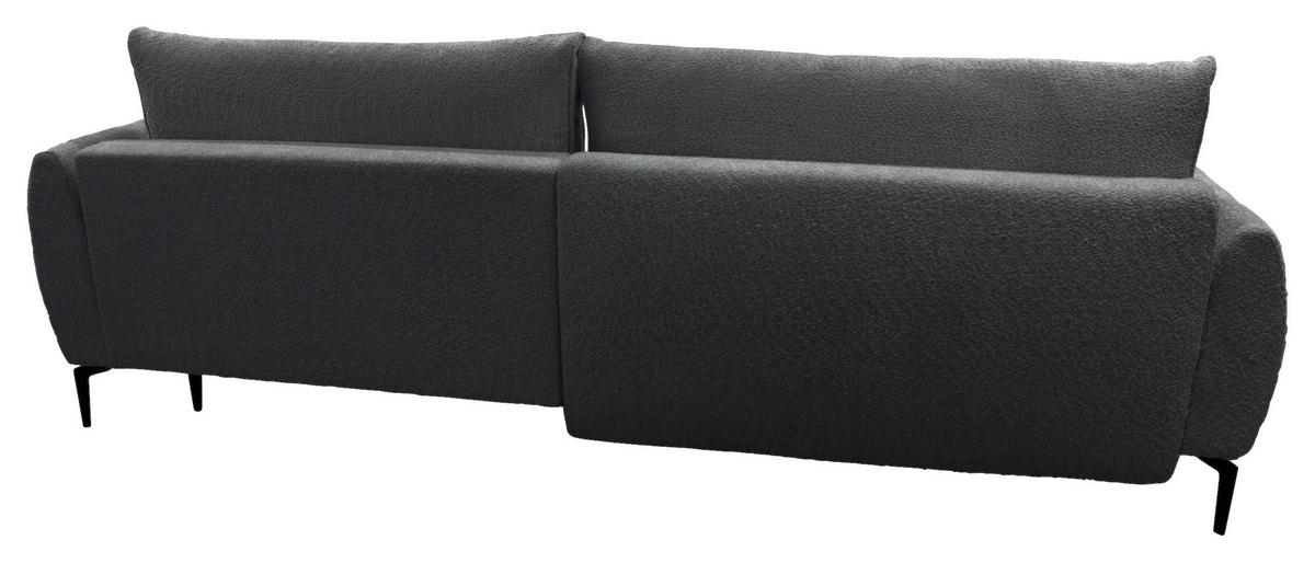ECKSOFA Dunkelgrau Bouclé  - Dunkelgrau/Creme, Design, Textil/Metall (273/204cm) - MID.YOU